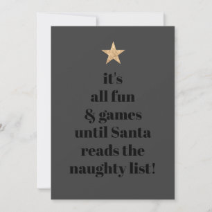Santa Gold Star Modern Tree Font Funny Quote Holiday Card