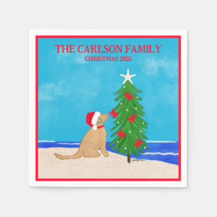 Santa Golden Dog Christmas 2025 Napkin