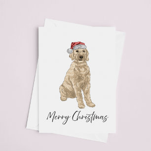 Santa Golden Doodle Watercolor Christmas Card