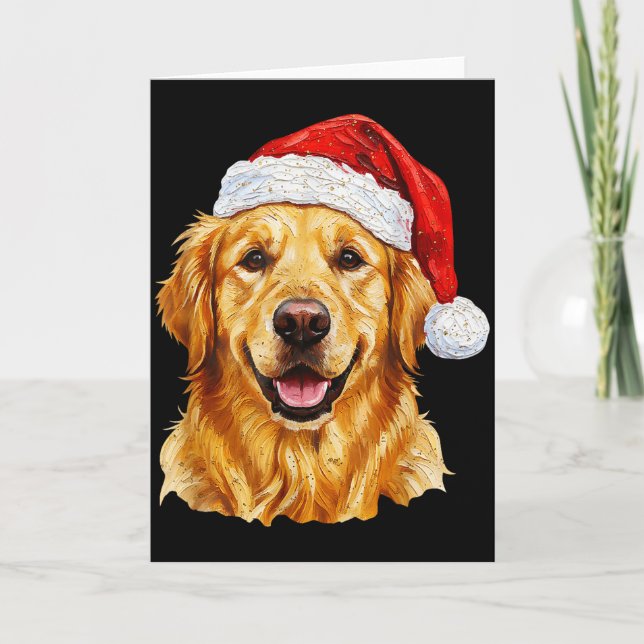 Santa Golden Retriever Christmas Golden Retriever  Card (Front)