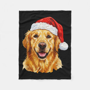 Santa Golden Retriever Christmas Golden Retriever  Fleece Blanket