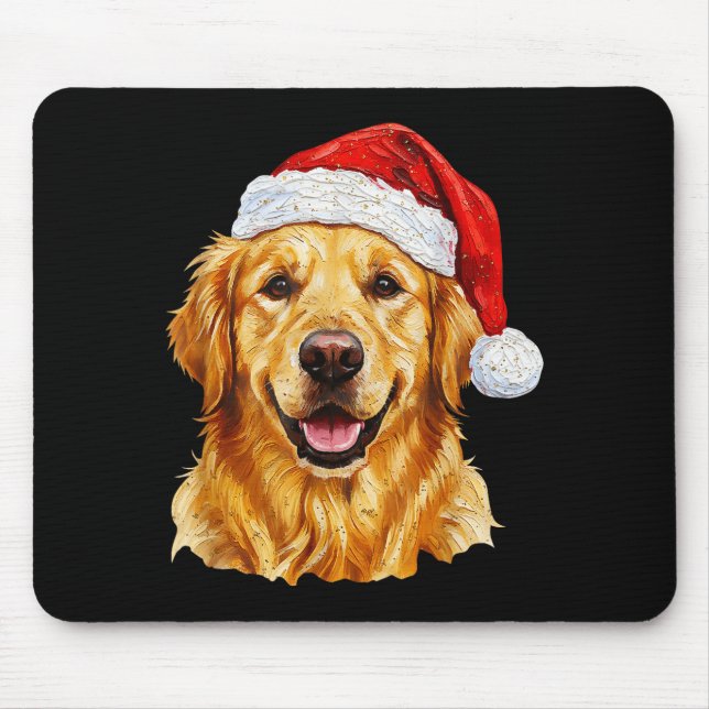 Santa Golden Retriever Christmas Golden Retriever  Mouse Mat (Front)