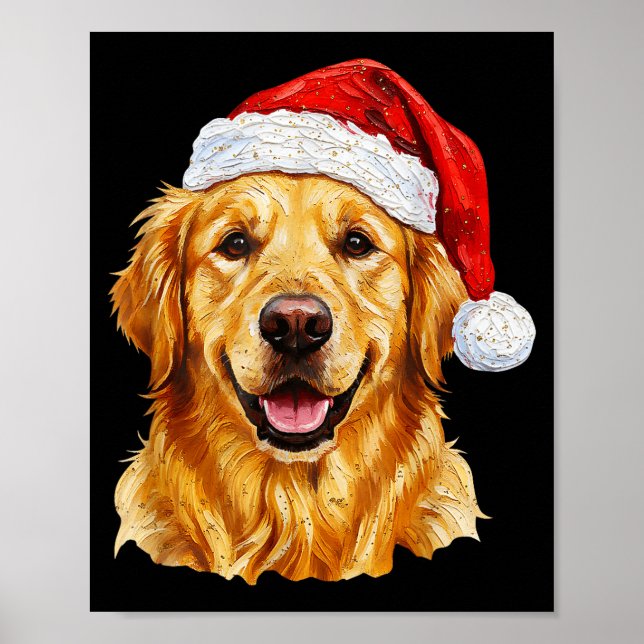 Santa Golden Retriever Christmas Golden Retriever  Poster (Front)