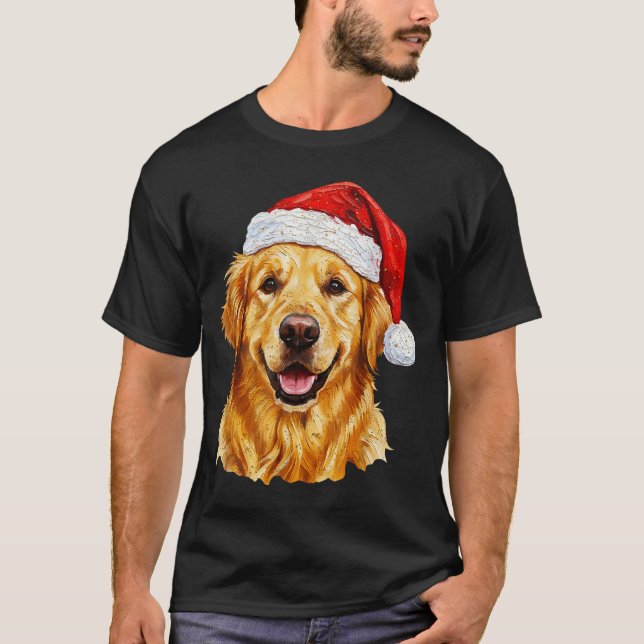 Santa Golden Retriever Christmas Golden Retriever  T-Shirt (Front)