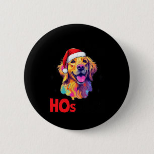 Santa Golden Retriever Dog There's Some Hos In Thi 6 Cm Round Badge