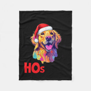Santa Golden Retriever Dog There's Some Hos In Thi Fleece Blanket
