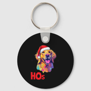 Santa Golden Retriever Dog There's Some Hos In Thi Key Ring