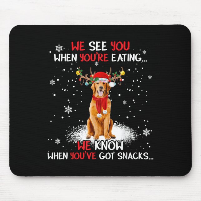 Santa Golden Retriever Reindeer Light Christmas Pa Mouse Mat (Front)