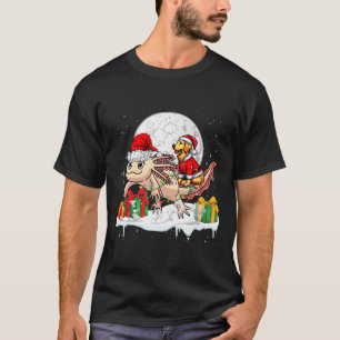 Santa Golden Retriever Riding Axolotl Christmas Ow T-Shirt