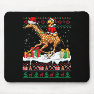 Santa Golden Retriever Riding Giraffe Christmas Sw Mouse Mat
