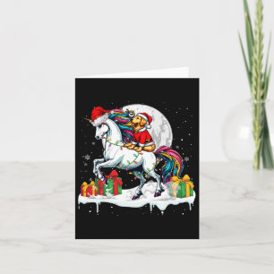 Santa Golden Retriever Riding Unicorn Christmas Ow Card