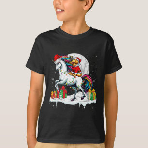 Santa Golden Retriever Riding Unicorn Christmas Ow T-Shirt