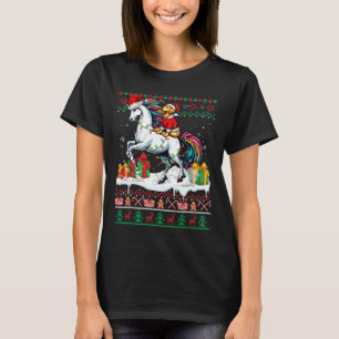 Santa Golden Retriever Riding Unicorn Christmas Sw T-Shirt