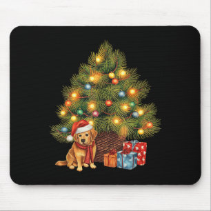 Santa Golden Retriever Tree Christmas Lights Dog X Mouse Mat