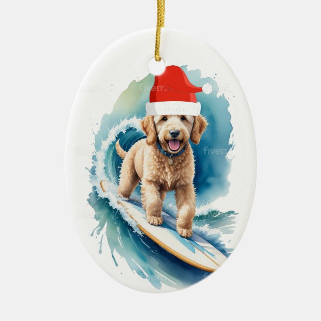 Santa goldendoodle Christmas ornament (Front)