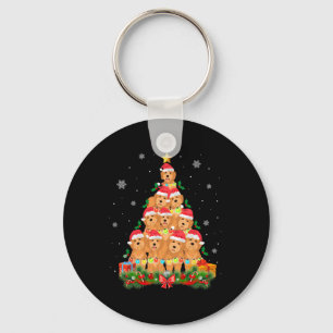 Santa Goldendoodle Dog Tree Christmas Pet Animal D Key Ring