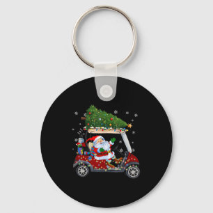 Santa Golf Cart Christmas Tree Lights Xmas Golfer  Key Ring