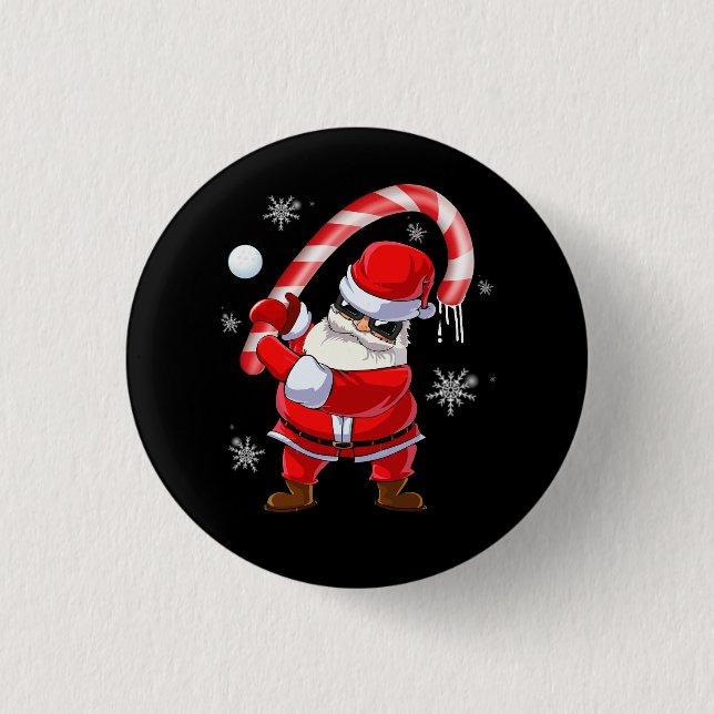 Santa Golf Club And Ball Sport Christmas Boys Golf 3 Cm Round Badge (Front)