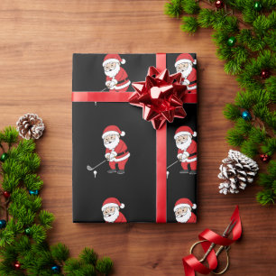 Santa Golf Club Christmas Golfer Xmas Holiday Wrapping Paper