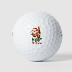   Santa  golfer Christmas   golf and beer funny  Golf Balls
