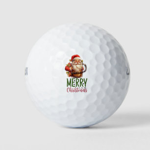   Santa  golfer Christmas   golf and beer funny  Golf Balls