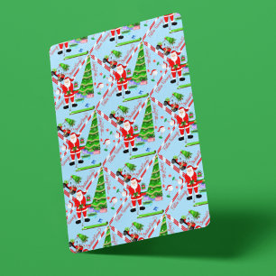 Santa Golfing by Christmas Tree Playing Cards