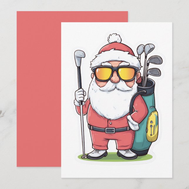 Santa Golfing Christmas Fun Card (Front/Back)