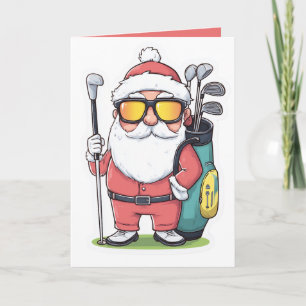 Santa Golfing Christmas Fun Card