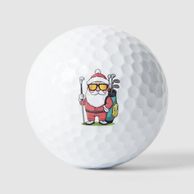 Santa Golfing Christmas Fun Golf Balls (Front)
