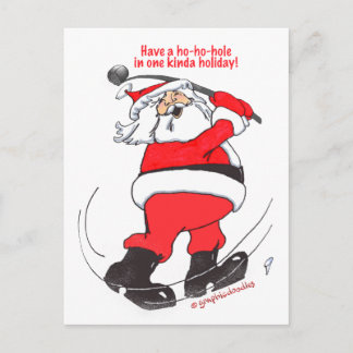 Santa golfing Christmas gifts. Holiday Postcard