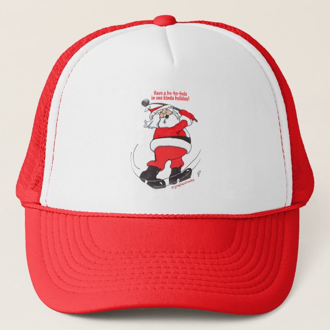 Santa golfing Christmas gifts. Trucker Hat (Front)