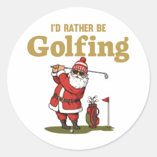Santa Golfing Classic Round Sticker