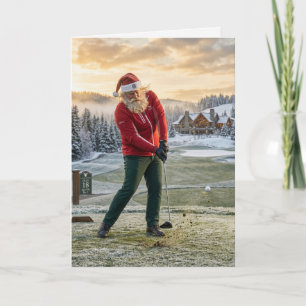 Santa Golfing Funny Christmas Card