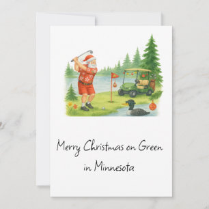 Santa Golfing in Minnesota Holiday  Card