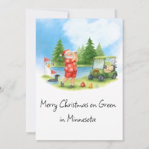 Santa Golfing in Minnesota Holiday  Card