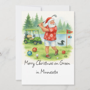 Santa Golfing in Minnesota Holiday Card