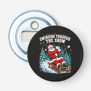 Santa Golfing Merry Christmas Golfer Bottle Opener