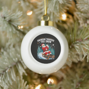 santa golfing merry christmas golfer ceramic ball christmas ornament