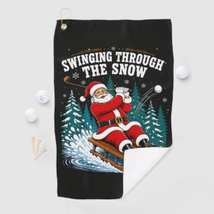 Santa Golfing Merry Christmas Golfer Golf Towel