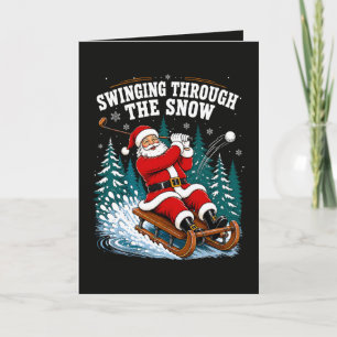 Santa Golfing Merry Christmas Golfer Holiday Card