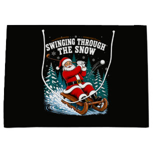 Santa Golfing Merry Christmas Golfer Large Gift Bag