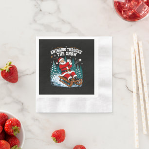 santa golfing merry christmas golfer napkin