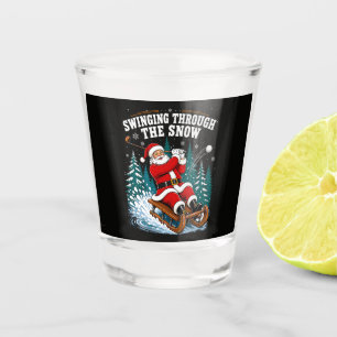 Santa Golfing Merry Christmas Golfer Shot Glass