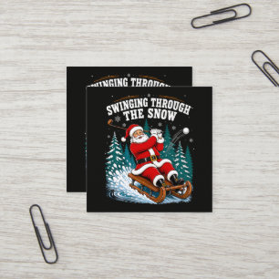 Santa Golfing Merry Christmas Golfer Square Business Card