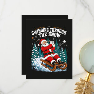 Santa Golfing Merry Christmas Golfer Thank You Card