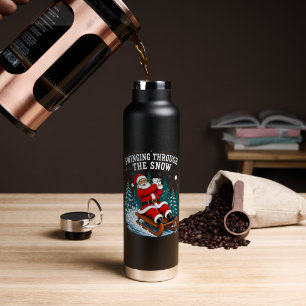 Santa Golfing Merry Christmas Golfer Water Bottle