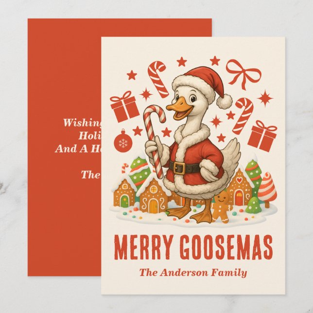 Santa Goose Christmas Holiday Card (Front/Back)