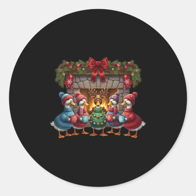 Santa Goose Merry Goosmas Xmas Goose Christmas  Classic Round Sticker (Front)