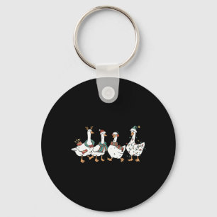 Santa Goose On The Loose Merry Goosemas Christmas Key Ring
