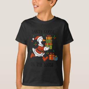 Santa Goose On The Loose Merry Goosemas Christmas  T-Shirt
